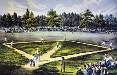 Das amerikanische Nationalspiel Baseball von N. and Ives, J.M. Currier